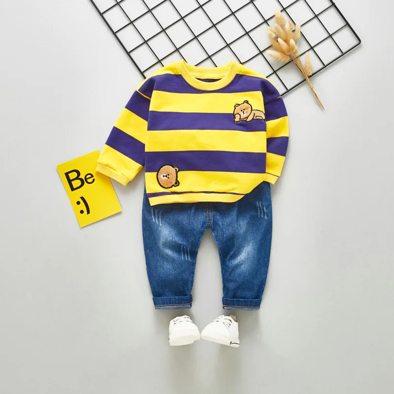 Baby clothes 2018 Autumn New Clothing Set Boys Girls Casual cartoon Striped T-Shirt + Jeans Sets 2pcs Kids Clothing Sets
Baby clothes 2018 Autumn New Clothing Set Boys Girls Casual cartoon Striped T-Shirt + Jeans Sets 2pcs Kids Clothing Sets