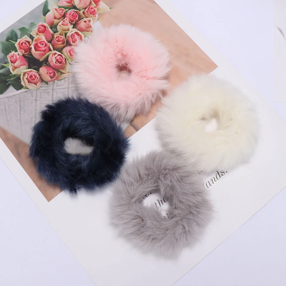 1pc Soft Fluffy Scrunchies Women Elastic Hair Bands Hair Ring Rope Ties Cute Hair Accessories for Ponytail Holder Random Color 1pc Soft Fluffy Scrunchies Women Elastic Hair Bands Hair Ring Rope Ties Cute Hair Accessories for Ponytail Holder Random Color