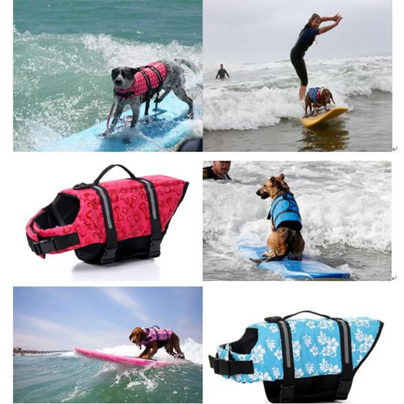 Image Ainolway Pet Dog Life Jacket Safety Clothes for Pet Puppy Life Vest Outward Saver Swimming Preserver Large Dog Clothes Summer