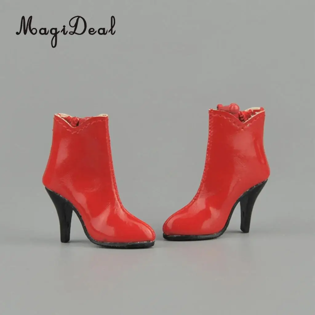 MagiDeal 1/6 Scale PU Leather Female High Heels Ankle Boots Shoes for 12 Inch Action Figure Body Model Acc Girls Gift 3Colors