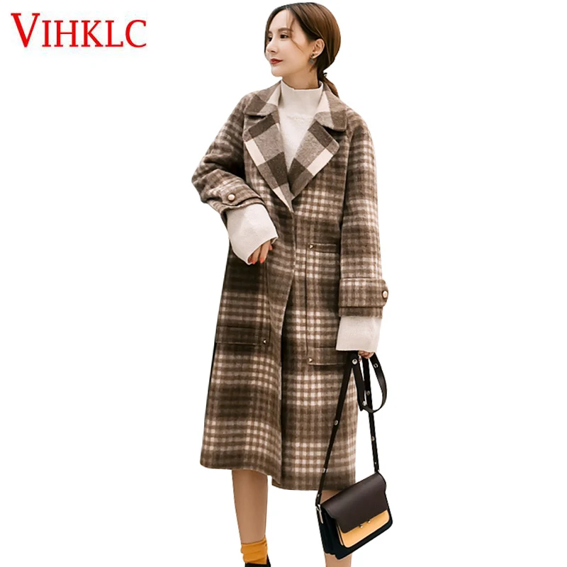 Woolen Coat Autumn Winter Female 2018 New Korean Version Plaid Long Section Thickening Loose Thin Coats Women Slim Fashion Z253
Woolen Coat Autumn Winter Female 2018 New Korean Version Plaid Long Section Thickening Loose Thin Coats Women Slim Fashion Z253