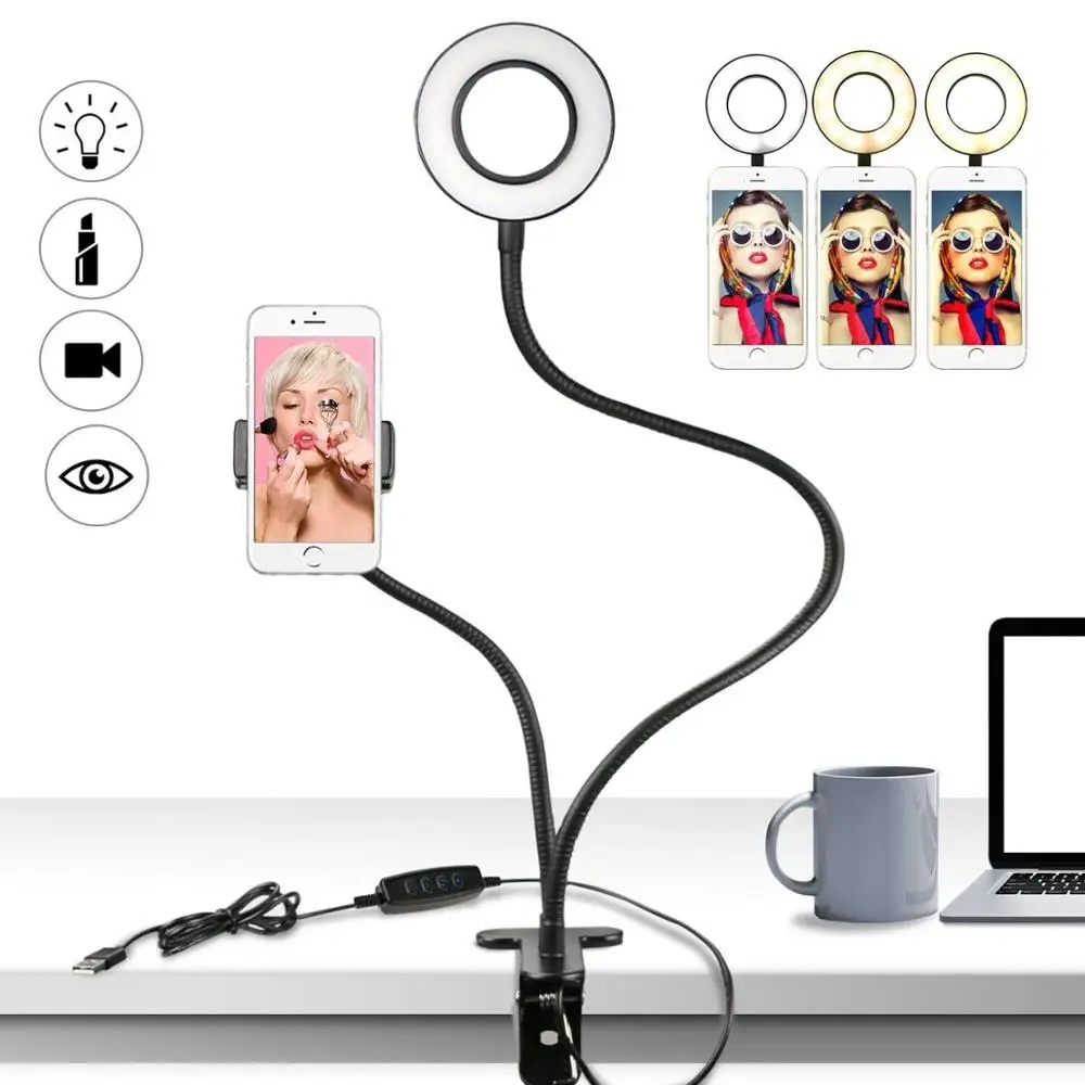 ZUOCHEN Ring Light with Holder 3 Lighting Modes LED Desk Lamp with Lazy Bracket for Live Stream Black White
ZUOCHEN Ring Light with Holder 3 Lighting Modes LED Desk Lamp with Lazy Bracket for Live Stream Black White