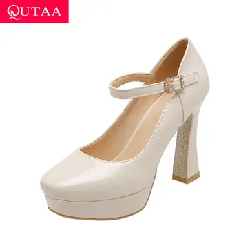 QUTAA 2020 Patent Leather Fashion Square Toe Hoof High Heel Comfort Shallow Single Shoes Buckle Platform Women Pumps Size 34-43
QUTAA 2020 Patent Leather Fashion Square Toe Hoof High Heel Comfort Shallow Single Shoes Buckle Platform Women Pumps Size 34-43