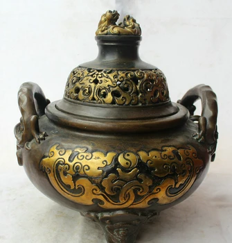 USPS to USA S2589 15" Marked Chinese Dynasty Bronze Gild Dragon Beast handle Incense Burner Censer
USPS to USA S2589 15" Marked Chinese Dynasty Bronze Gild Dragon Beast handle Incense Burner Censer