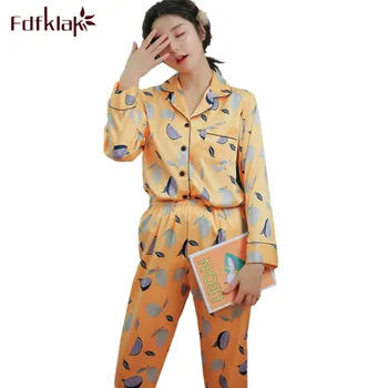 Fdfklak Print silk pyjamas women long sleeve pajamas sleepwear set spring summer pijamas women home wear clothes pyjama femme
Fdfklak Print silk pyjamas women long sleeve pajamas sleepwear set spring summer pijamas women home wear clothes pyjama femme