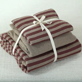 100% Cotton Jersey Knit Fabric 4pcs knitted purple stripe doona duvet cover set 1.5m 1.8m bed 
100% Cotton Jersey Knit Fabric 4pcs knitted purple stripe doona duvet cover set 1.5m 1.8m bed