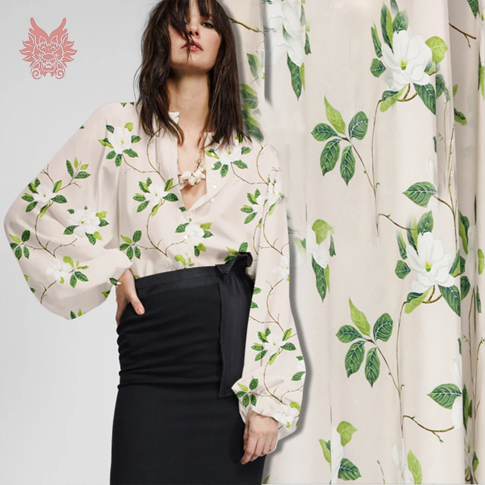 Elegant green white floral print spandex silk fabric apparel for dress natural silk tissue cloth tela tecido yarn 19mm SP5003
Elegant green white floral print spandex silk fabric apparel for dress natural silk tissue cloth tela tecido yarn 19mm SP5003