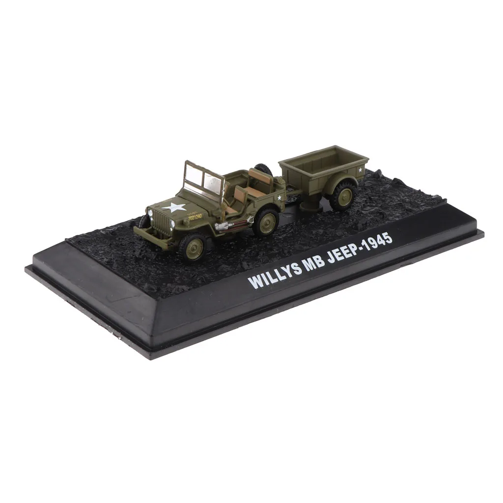 1:72 Willys MB Jeep Model-WWII US Army Vehicle Model Home Collectibles Playset Decor
