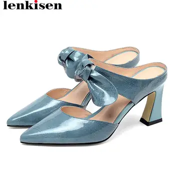 Lenkisen genuine leather butterfly-knot decoration high heels pointed toe slip on large size mules pretty girls dance pumps L95
Lenkisen genuine leather butterfly-knot decoration high heels pointed toe slip on large size mules pretty girls dance pumps L95