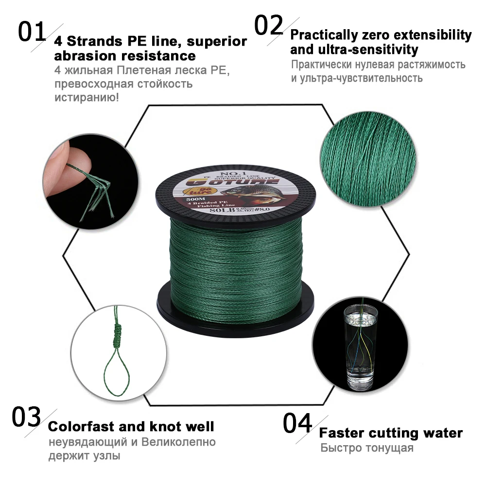 Леска рыболовная плетеная из ПЭ 500 м 2 шт./лот|fishing line|braided fishing linebraid |