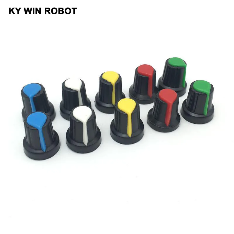WH148 Potentiometer Switch knob Cap Plastic Knob Plum Handle 15X17mm Diameter 6MM Yellow Blue White Red Green 5value*6PCS=30PCS
WH148 Potentiometer Switch knob Cap Plastic Knob Plum Handle 15X17mm Diameter 6MM Yellow Blue White Red Green 5value*6PCS=30PCS