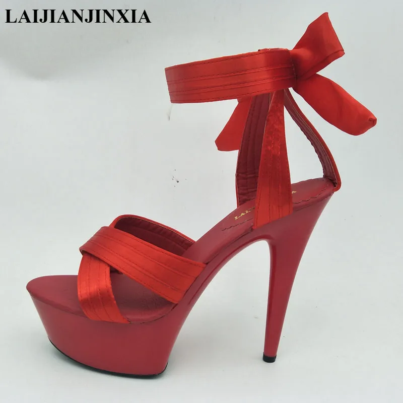 

LAIJIANJINXIA New Summer Sexy 15cm Thin High-Heels Shoes Ankle Strap Nightclub Pole Dancing Shoes Open Toe Sandals Fashion Shoes