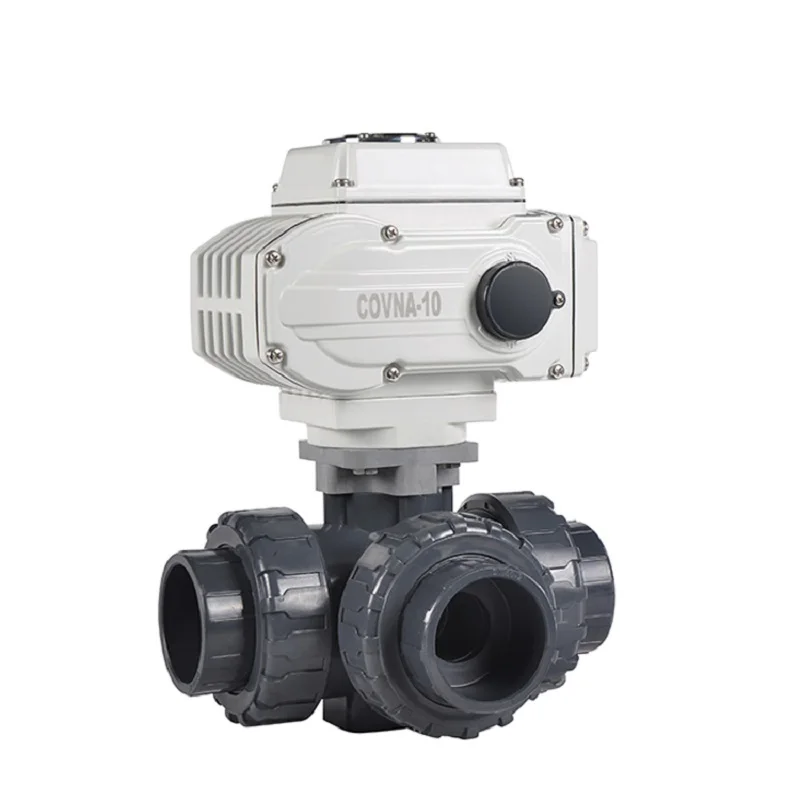 1 1/2'' N/C Electric Actuator with Union 3 way UPVC ball valve T / L full port PN16
1 1/2'' N/C Electric Actuator with Union 3 way UPVC ball valve T / L full port PN16