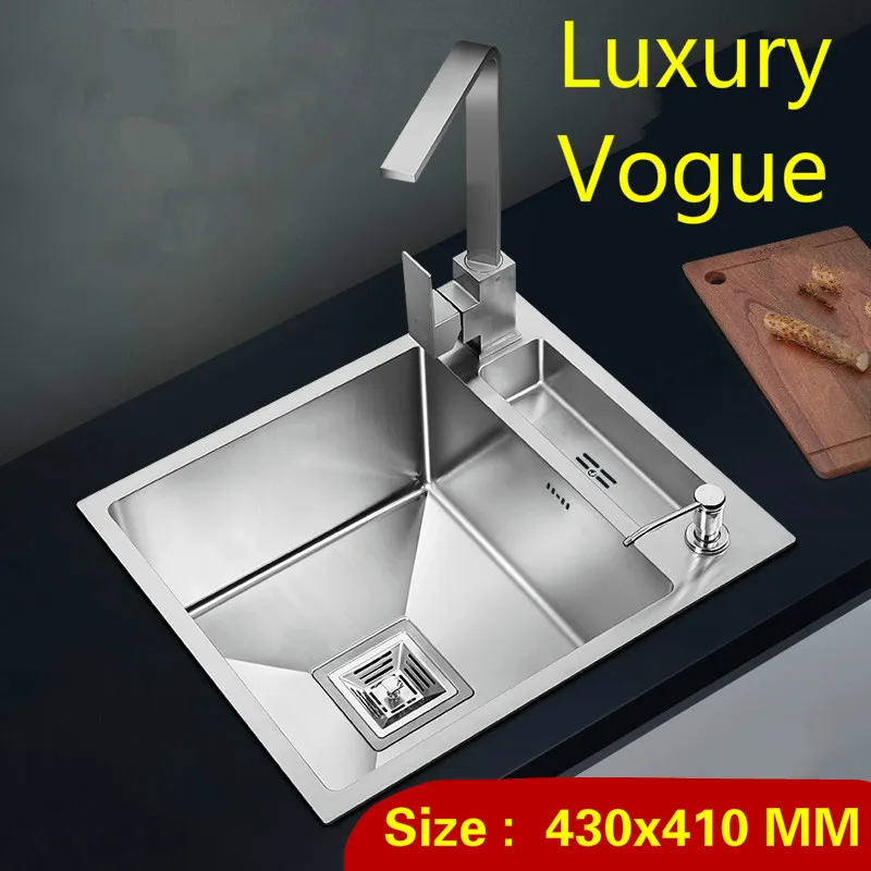 

Free shipping Apartment mini balcony kitchen manual sink single trough 304 stainless steel do the dishes hot sell 43x41 CM