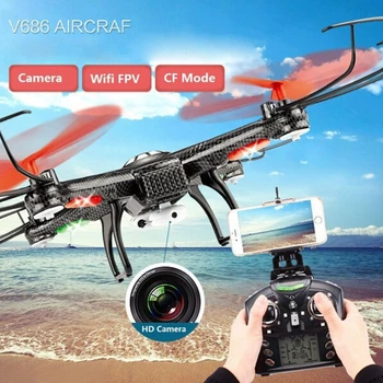 

Free Shipping RC drone JJRC V686K 6-Axis Gyro 2.4G 4CH FPV Quadcopter WIFI UFO with HD Camera airplane Vs X5SW X8W H8D CX-30W