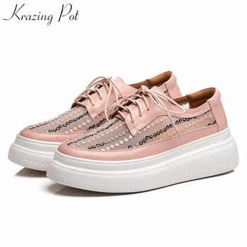 Krazing Pot genuine leather 2019 air mesh lace up bling beading round toe platform sunscreen sneaker female vulcanized shoes L53
Krazing Pot genuine leather 2019 air mesh lace up bling beading round toe platform sunscreen sneaker female vulcanized shoes L53