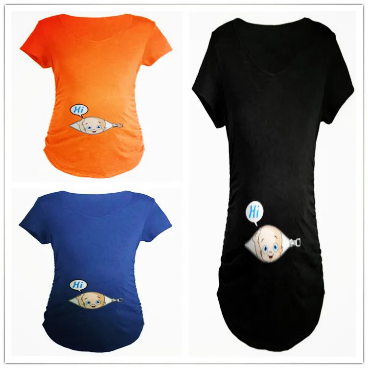 Pregnant women's long round neck slimming fashion simple women's short sleeve T-shirt
Pregnant women's long round neck slimming fashion simple women's short sleeve T-shirt