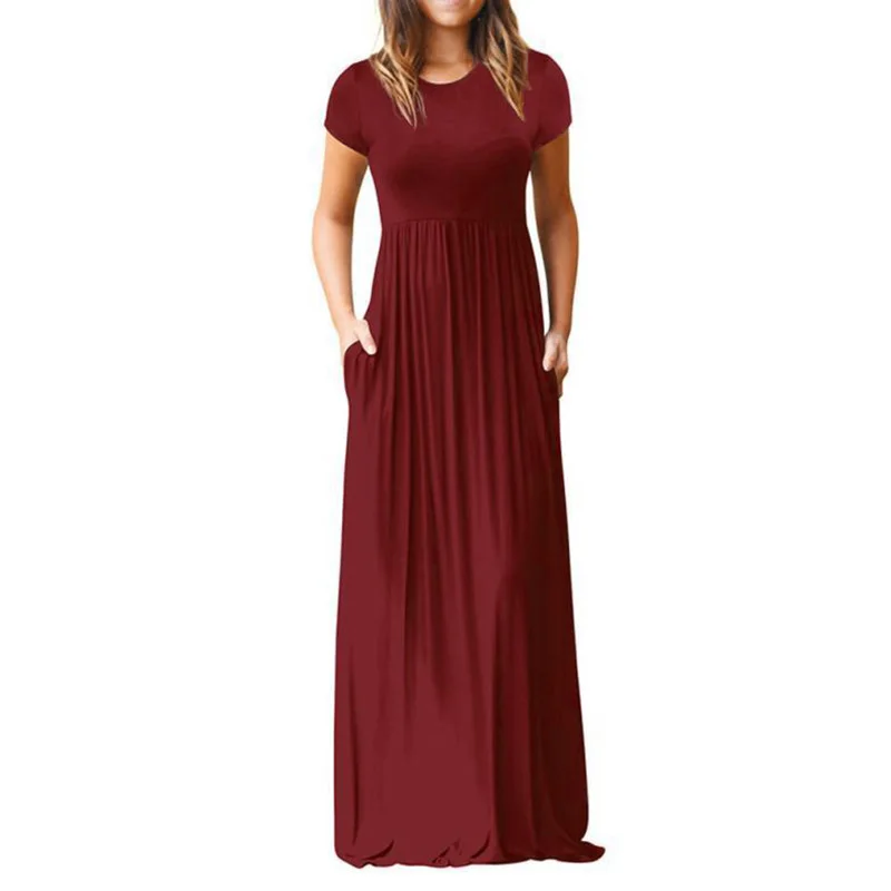 2019 Summer Women Oversize Dress Loose Short Sleeve O Neck Soild Color Black Red Gray Women Casual Long Maxi Dresses
2019 Summer Women Oversize Dress Loose Short Sleeve O Neck Soild Color Black Red Gray Women Casual Long Maxi Dresses