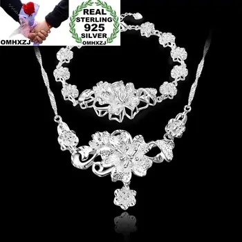 OMHXZJ Wholesale Personality Fashion Woman Girl Gift Silver Flower Chain 925 Sterling Silver Bracelet+Necklace Jewelry Set SE33 
OMHXZJ Wholesale Personality Fashion Woman Girl Gift Silver Flower Chain 925 Sterling Silver Bracelet+Necklace Jewelry Set SE33