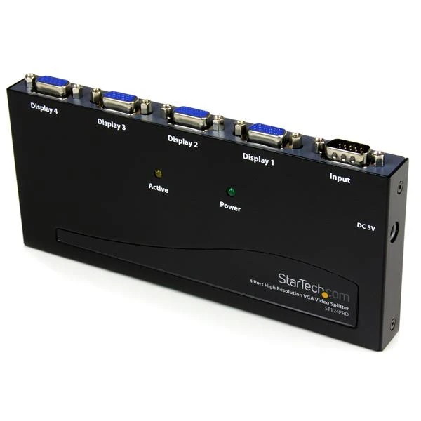 StarTech.com 4 Port High Resolution 350 MHz Video Splitter, VGA, 65 m, 2048 x 1536 pixels, 350 MHz, Black, 110-240
StarTech.com 4 Port High Resolution 350 MHz Video Splitter, VGA, 65 m, 2048 x 1536 pixels, 350 MHz, Black, 110-240