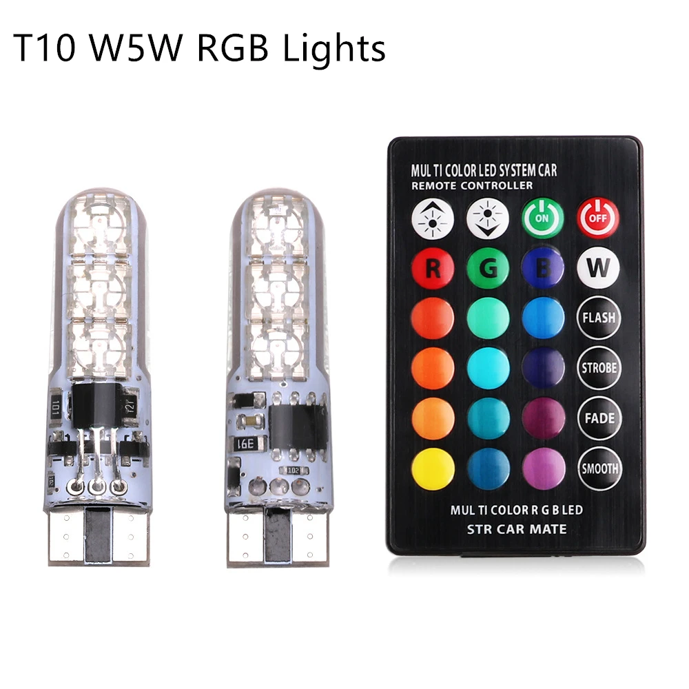 2 Pieces T10 W5W LED Car Lights LED Bulbs RGB With Remote Control 194 168 501 Strobe Led Lamp Reading Lights White Red Amber 12V
2 Pieces T10 W5W LED Car Lights LED Bulbs RGB With Remote Control 194 168 501 Strobe Led Lamp Reading Lights White Red Amber 12V