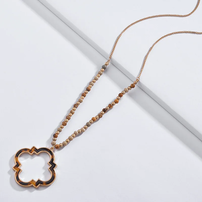 ZWPON 2018 New Beaded Chain Acrylic Clover Quatrefoil Pendant Necklace for Women Fashion Leopard Statement Necklace Wholesale
ZWPON 2018 New Beaded Chain Acrylic Clover Quatrefoil Pendant Necklace for Women Fashion Leopard Statement Necklace Wholesale