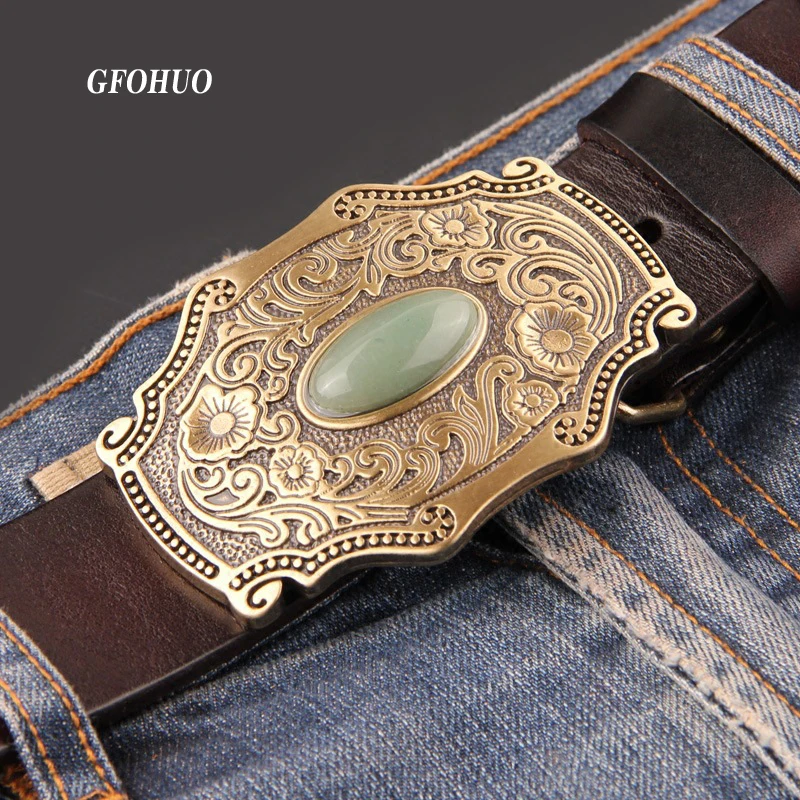 New Top Cowskin genuine leather belts for men Copper buckle Tang Grass Grain Inlaid Jade Brass Plate Buckle Ancient
New Top Cowskin genuine leather belts for men Copper buckle Tang Grass Grain Inlaid Jade Brass Plate Buckle Ancient
