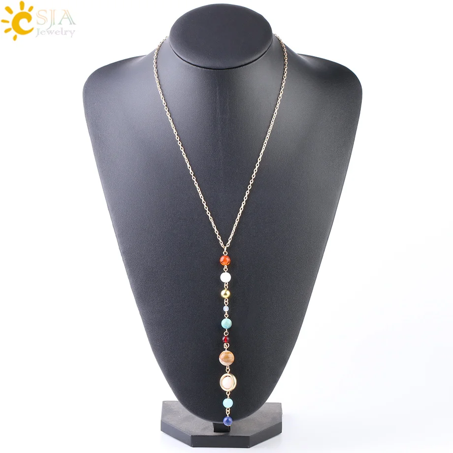 CSJA Women Pendant Necklace Universe Galaxy Eight Planets Solar System Guardian Star Natural Stone Necklaces Sweater Chain S241
CSJA Women Pendant Necklace Universe Galaxy Eight Planets Solar System Guardian Star Natural Stone Necklaces Sweater Chain S241