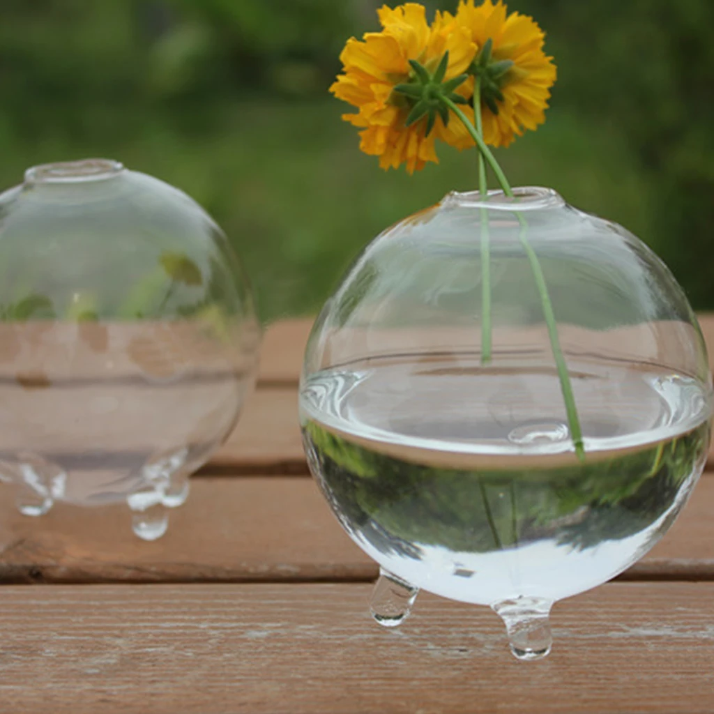 

Round Glass Vase Terrarium Vases Cute Flower Pots Tabletop Glass Modern Vaso Wedding Floor Air Planter Decorative Vase