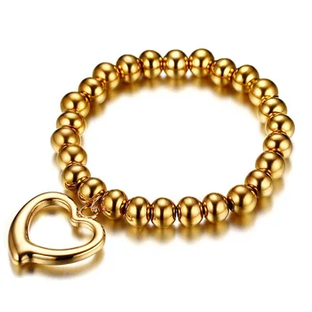 Charming Bracelets For Women Gold Stainless Steel Bead Bracelet Stretch Charms Brand Gold Heart Strand Female Handmade Jewelry
Charming Bracelets For Women Gold Stainless Steel Bead Bracelet Stretch Charms Brand Gold Heart Strand Female Handmade Jewelry