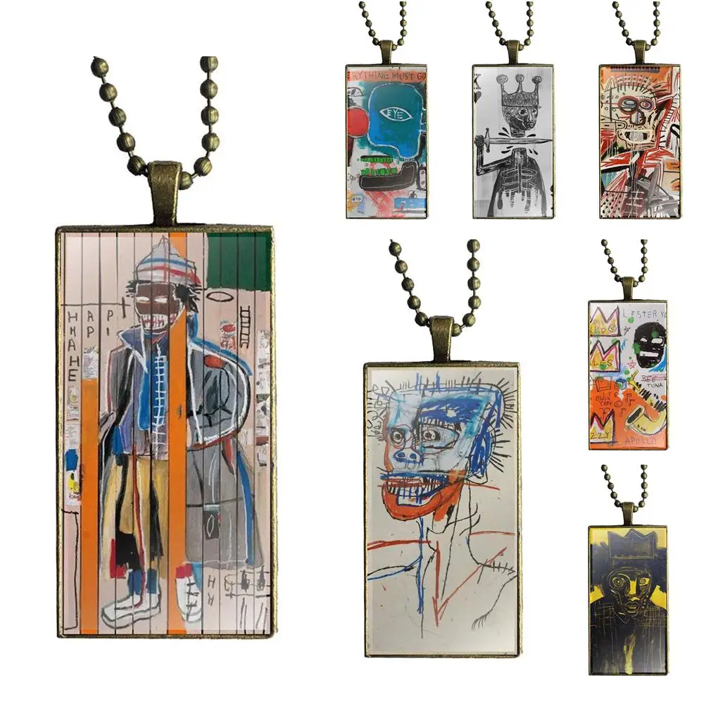 EJ Glaze Jean Michel Basquiat Necklace With Bronze Plated Glass Cabochon Choker Long Pendant Rectangle Necklace For Kids Beads
EJ Glaze Jean Michel Basquiat Necklace With Bronze Plated Glass Cabochon Choker Long Pendant Rectangle Necklace For Kids Beads