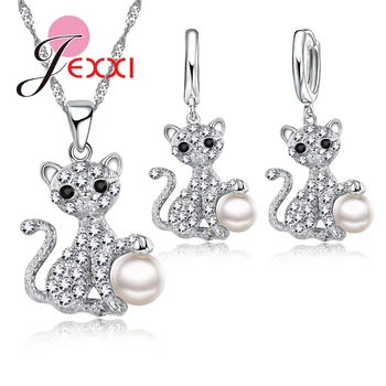 Lovely Full African AAA Crystal Cat Pendant Necklace + Earrings Sets 925 Sterling Silver Pearl Wedding Jewelry Sets
Lovely Full African AAA Crystal Cat Pendant Necklace + Earrings Sets 925 Sterling Silver Pearl Wedding Jewelry Sets