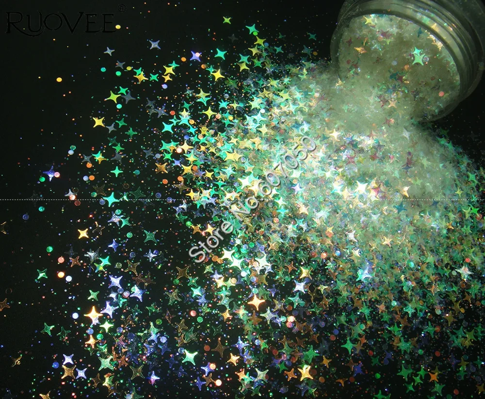Mix Four Angle Star Iridescent White Glitter Powder Shape with Colorful Light for Nail Art Makeup Facepainting Craft Decoration
Mix Four Angle Star Iridescent White Glitter Powder Shape with Colorful Light for Nail Art Makeup Facepainting Craft Decoration