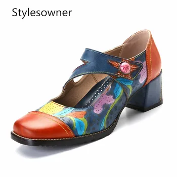 Stylesowner Bohemian Style Woman Pumps Fashion Retro Buckle Strap High Heels Genuine Leather Shallow Floral Printed Woman Pumps
Stylesowner Bohemian Style Woman Pumps Fashion Retro Buckle Strap High Heels Genuine Leather Shallow Floral Printed Woman Pumps