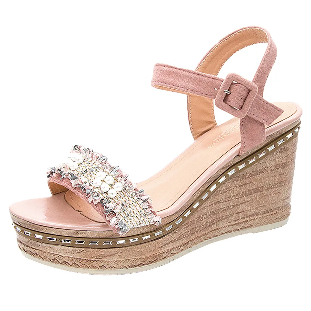 SAGACE Fashion Womens Summer Pearl Non-Slip Solid Color Sandals Wedges Casual Beach Thick Bottom Belt Buckle Strap Shoes 
SAGACE Fashion Womens Summer Pearl Non-Slip Solid Color Sandals Wedges Casual Beach Thick Bottom Belt Buckle Strap Shoes
