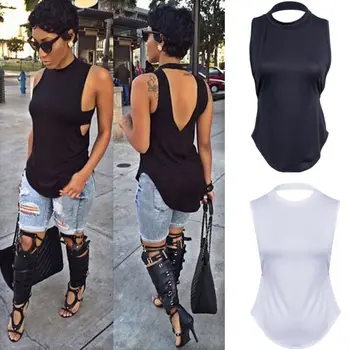 Women Fashion Summer Sexy Open Back Tank Tops Hollow Out Vest Basic Solid Black White Sleeveless Casual Summer Loose Solid Top
Women Fashion Summer Sexy Open Back Tank Tops Hollow Out Vest Basic Solid Black White Sleeveless Casual Summer Loose Solid Top