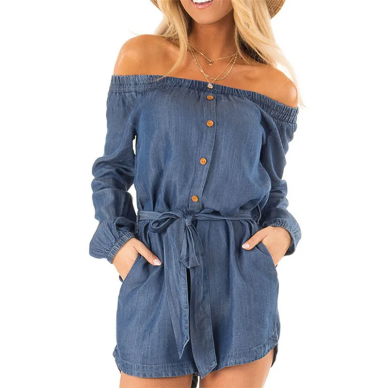 2019 Fashion Women Jeans Bodysuit long Sleeve One word collar Denim Playsuits Cotton Short Jeans Rompers Womens Jumpsuit Y921
2019 Fashion Women Jeans Bodysuit long Sleeve One word collar Denim Playsuits Cotton Short Jeans Rompers Womens Jumpsuit Y921