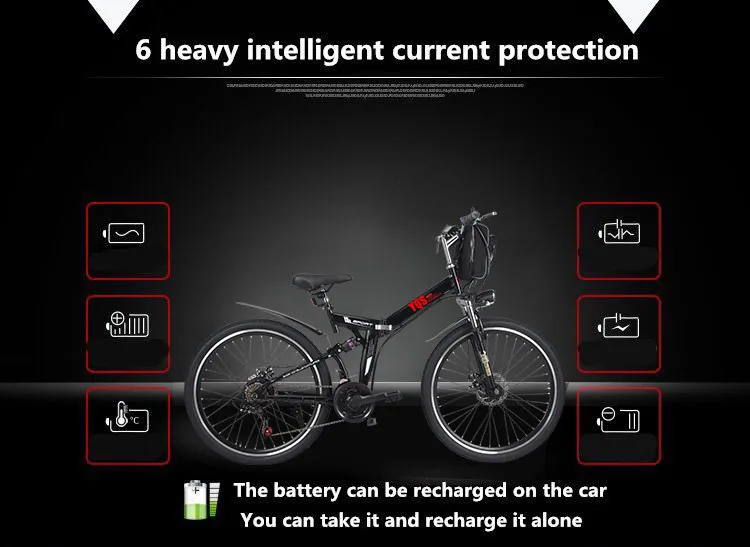 Top YQS Electric Bike  500W 110KM 21 Speed  battery ebike electric 26" Off road electric bicycle bicicleta 9