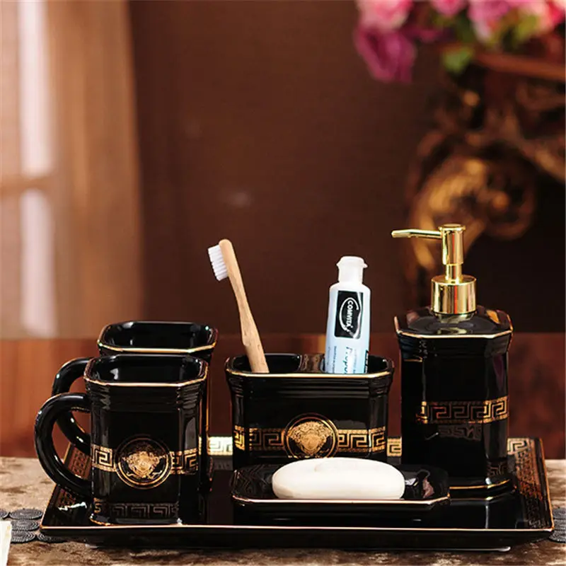 Bathroom Accessories Set Ceramic Soap Dish Soap Dispenser Toothbrush Holder Gargle Cup European Style Bathroom Set Wedding gifts
Bathroom Accessories Set Ceramic Soap Dish Soap Dispenser Toothbrush Holder Gargle Cup European Style Bathroom Set Wedding gifts