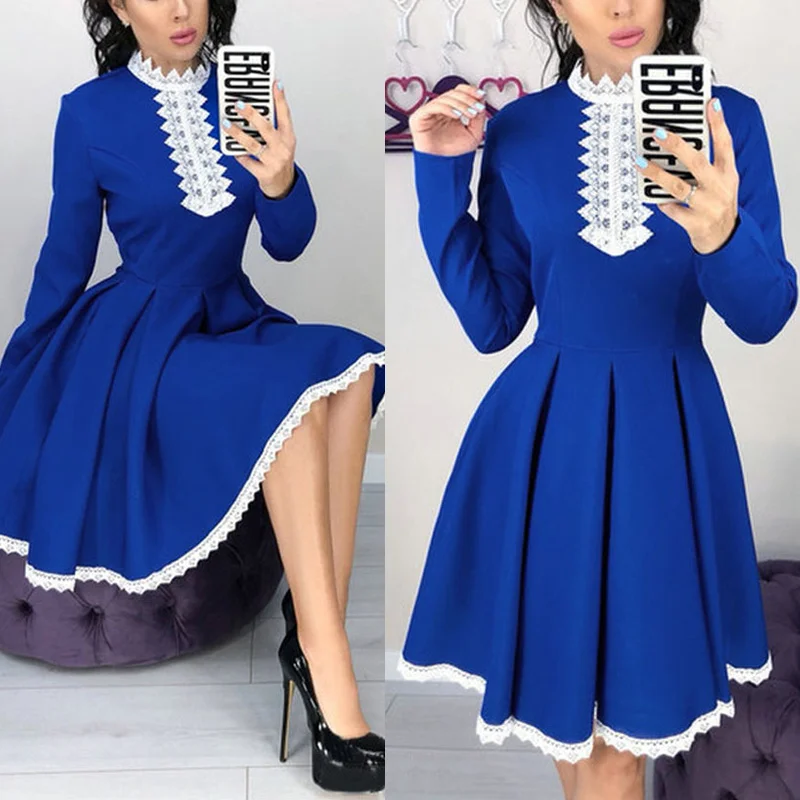 Women Spring Dress Long Sleeves Middle Waist Patchwork Ruffled Hem Slim Fit Dress JL
Women Spring Dress Long Sleeves Middle Waist Patchwork Ruffled Hem Slim Fit Dress JL