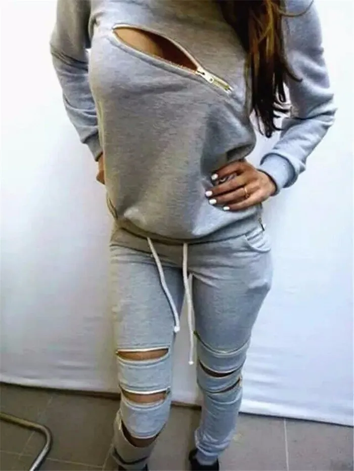 Sexy Zip Cut Out Womens Tracksuit Set Suits For Women tracksuits suits Hoodies Sweatshirt Femme
Sexy Zip Cut Out Womens Tracksuit Set Suits For Women tracksuits suits Hoodies Sweatshirt Femme