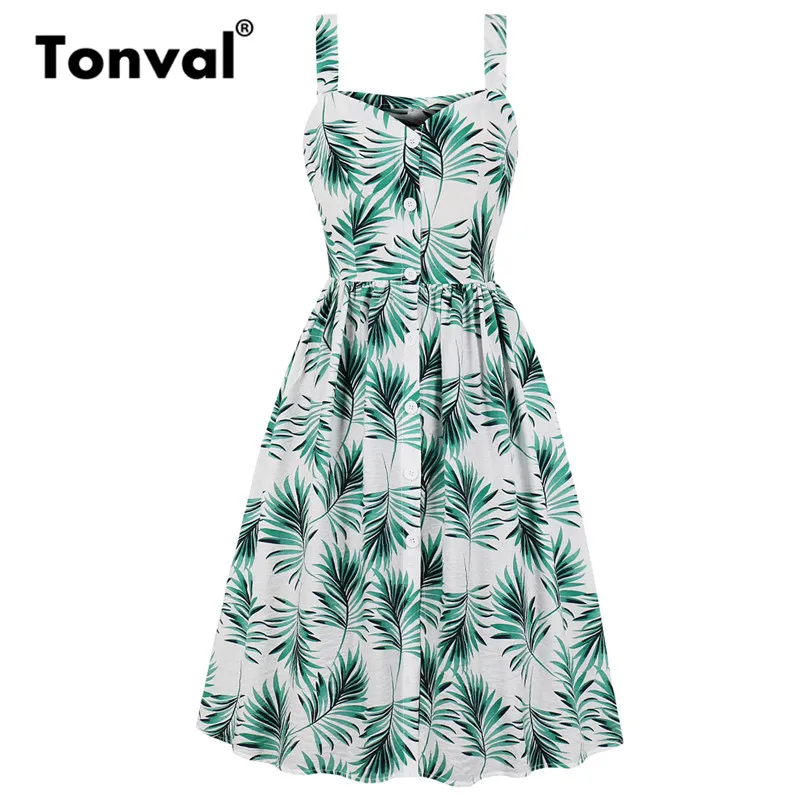 Tonval Boho Tropical Print Single Breasted Summer Midi Dress Women Clothes 2019 Spaghetti Strap Pocket Casual Beach Dresses
Tonval Boho Tropical Print Single Breasted Summer Midi Dress Women Clothes 2019 Spaghetti Strap Pocket Casual Beach Dresses