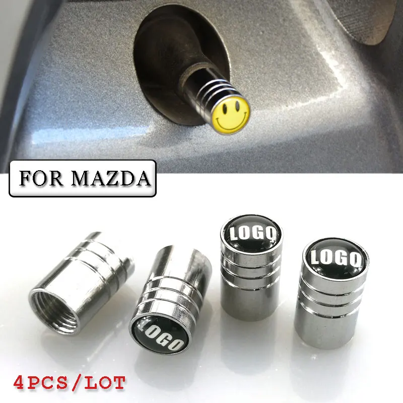 Car-styling Car Wheel Tire Valves Tyre Stem Air Caps Airtight Cover case For MAZDA 3 6 cx-5 cx5 Stainless Steel styling 4pcs | Автомобили