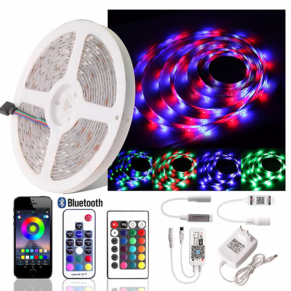 RGB Led Strip Waterproof 2835 Ribbon Tape Flexible Neon Lights Ledstrip Bluetooth/RF 17Key/Wifi 24key Controller 12V Adapter Set
RGB Led Strip Waterproof 2835 Ribbon Tape Flexible Neon Lights Ledstrip Bluetooth/RF 17Key/Wifi 24key Controller 12V Adapter Set