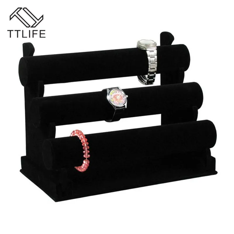 TTLIFE 3-Tier Black Jewelry Bracelet Watch Bangle Display Storage Holder Velvet/PU T-bar Ring Stand Rack Bracele Stand Showcase
TTLIFE 3-Tier Black Jewelry Bracelet Watch Bangle Display Storage Holder Velvet/PU T-bar Ring Stand Rack Bracele Stand Showcase