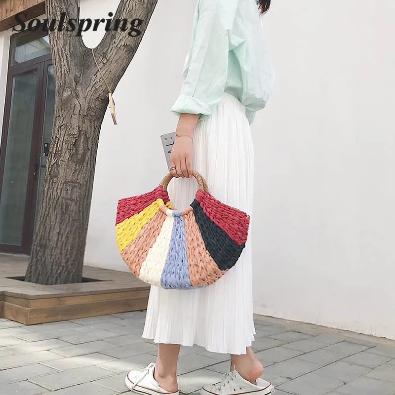 2019 New Bohemian Bali Hand-Woven Rattan Bag Semi-Circular Women Handbags Top-Handle Bags Fashion Colorful Totes Beach Straw Bag
2019 New Bohemian Bali Hand-Woven Rattan Bag Semi-Circular Women Handbags Top-Handle Bags Fashion Colorful Totes Beach Straw Bag