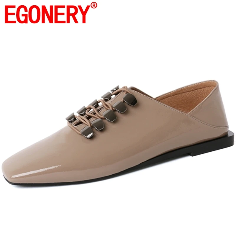 EGONERY High quality brand hot women's flat shoes Metal Decoration Square Toe Lace-Up spring autumn woman Loafers shoes 
EGONERY High quality brand hot women's flat shoes Metal Decoration Square Toe Lace-Up spring autumn woman Loafers shoes