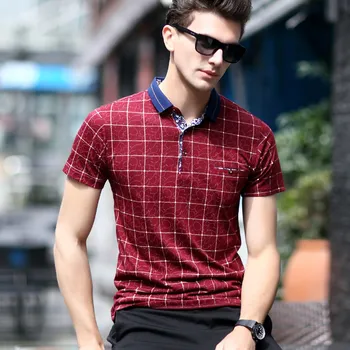 

in Europe and the British leisure middle-aged and old big yards short sleeve Polo shirt xz613 grid not less than 7191