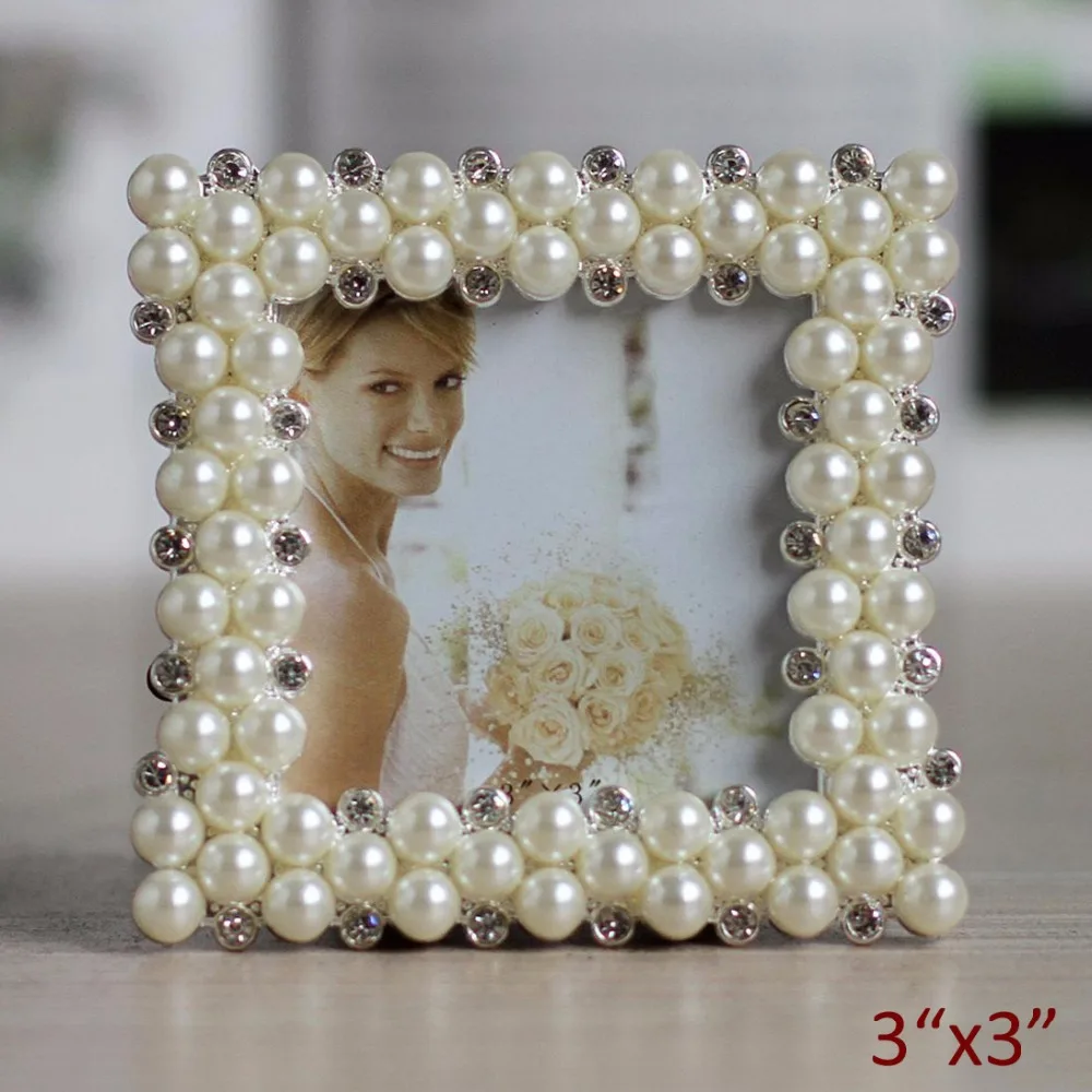 Wedding Accents Square Shaped Silver Plating with White Pearls and Clear Rhinestones Jeweled 3x3 inches Metal Photo Frame
Wedding Accents Square Shaped Silver Plating with White Pearls and Clear Rhinestones Jeweled 3x3 inches Metal Photo Frame