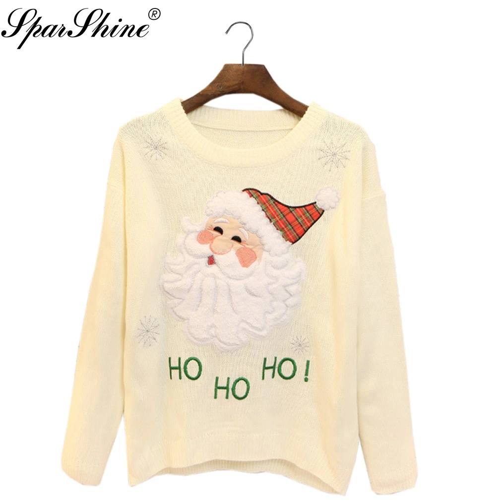 2017 Christmas Sweater Pullover Jumper Knitted Sweater Pull Femme Hiver SPARSHINE Autumn Winter Clothes Women Christmas Pullover
2017 Christmas Sweater Pullover Jumper Knitted Sweater Pull Femme Hiver SPARSHINE Autumn Winter Clothes Women Christmas Pullover